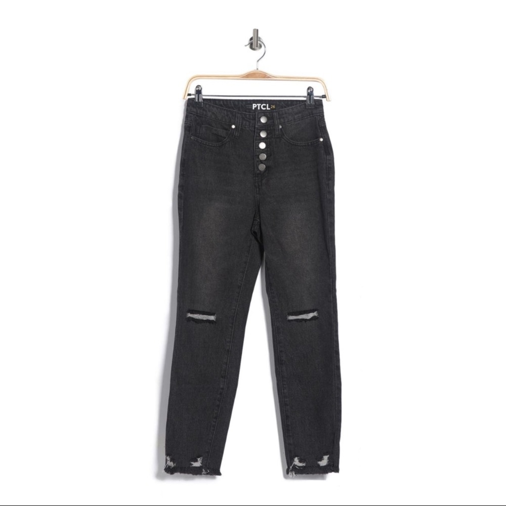 PTCL Nordstrom Button Front Vintage High Rise Jeans Black